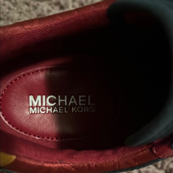 Michael Kors Red and Black Sneakers with Yellow Accents - Picture 6 of 10